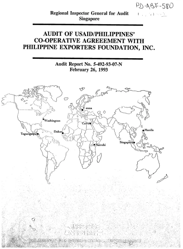 Audit of USAID/Philippines" co-operative agreement with Philippine Exporters Foundation, Inc.