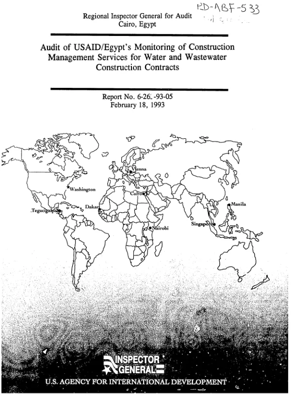 Audit of USAID/Egypt"s monitoring of construction management services for water and wastewater construction contracts