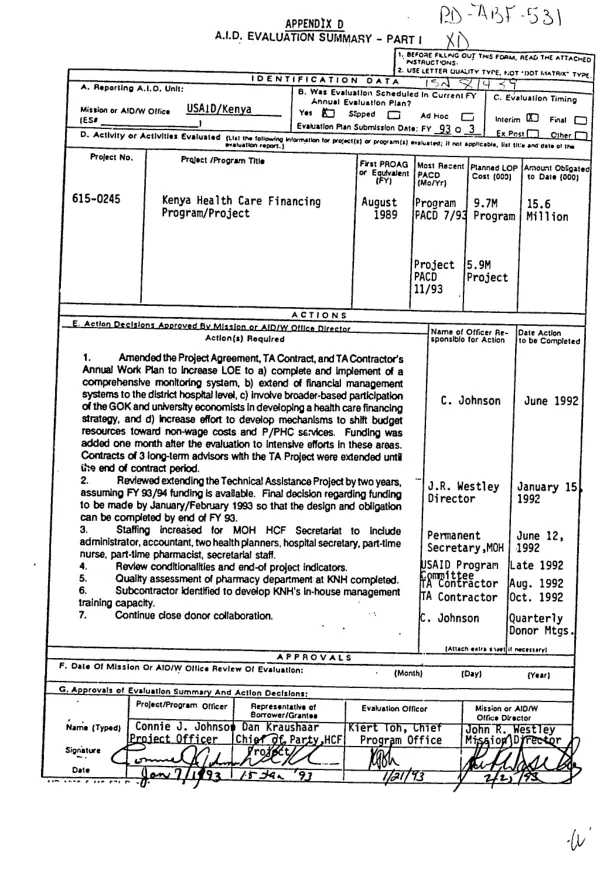 Kenya health care financing program/project