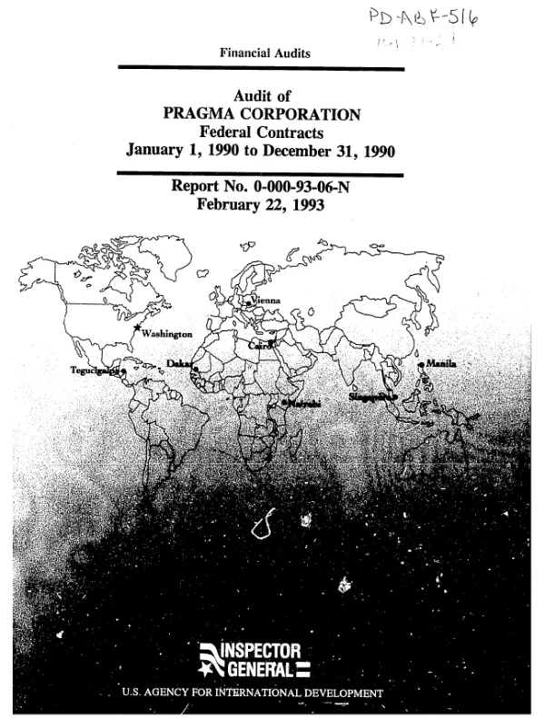 Audit of Pragma Corporation federal contracts : January 1, 1990 to December 31, 1990