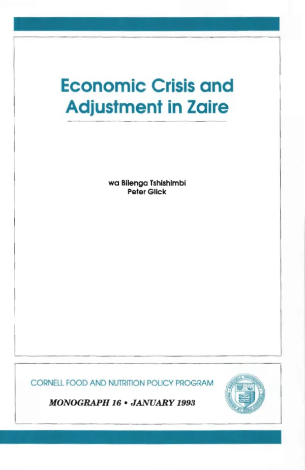 Economic crisis and adjustment in Zaire