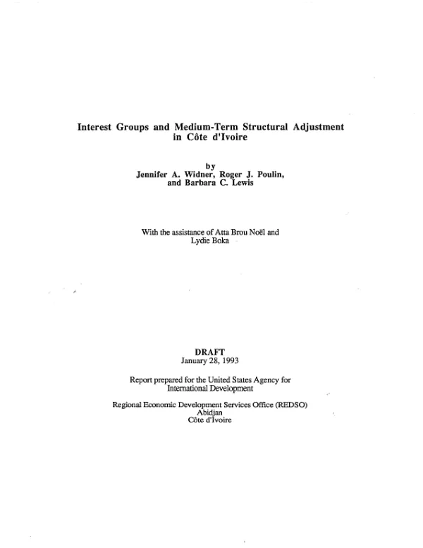 Interest groups and medium-term structural adjustment in Cote d"Ivoire