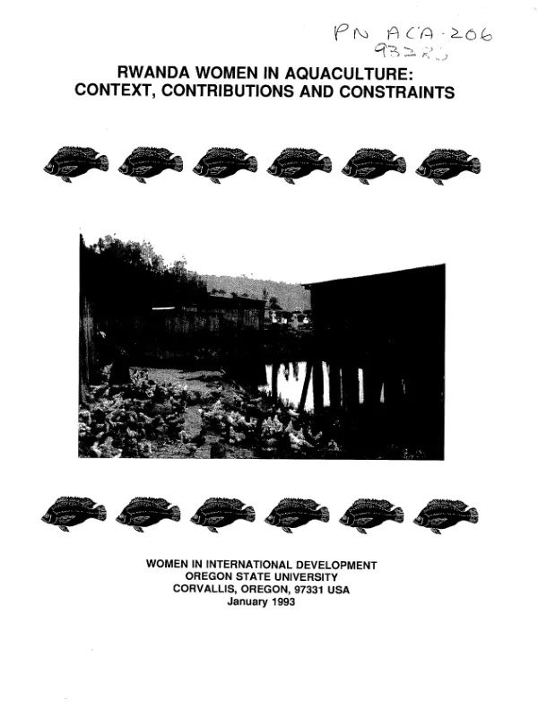Rwanda women in aquaculture : context, contributions and constraints