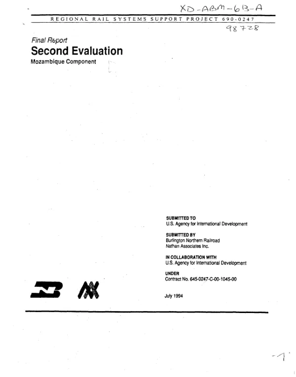 Final report : second evaluation -- Mozambique component [regional rail system support]