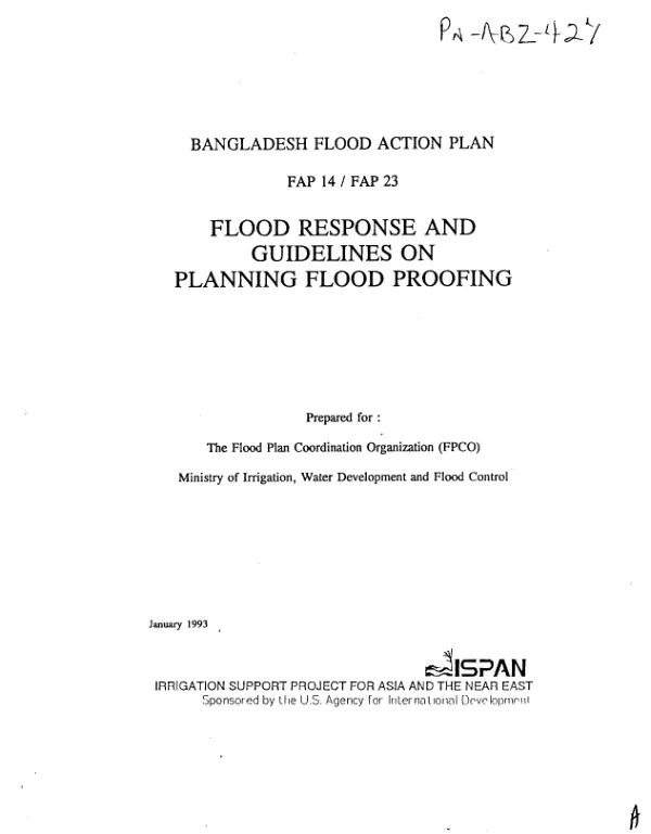 Flood response and guidelines on planning flood proofing