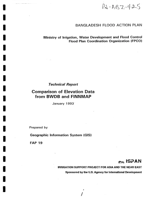 Comparison of elevation data from BWDB [Bangladesh Water Development Board] and FINNMAP