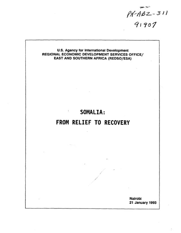 Somalia : from relief to recovery