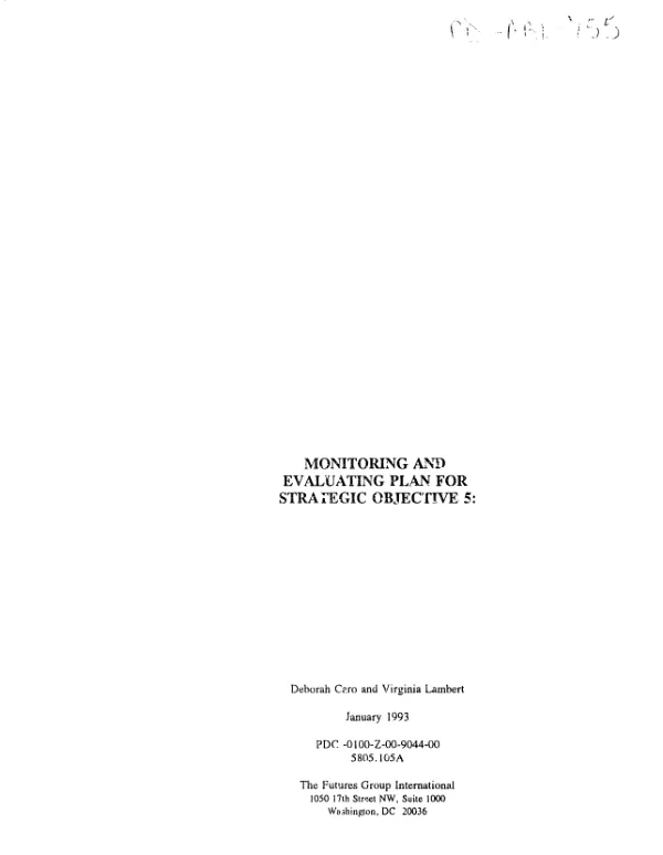 Monitoring and evaluating plan for strategic objective 5 : `to stem the loss of biodiversity and accelerate the transition from resource mining to resource management in and around protected areas" -- USAID Ecuador