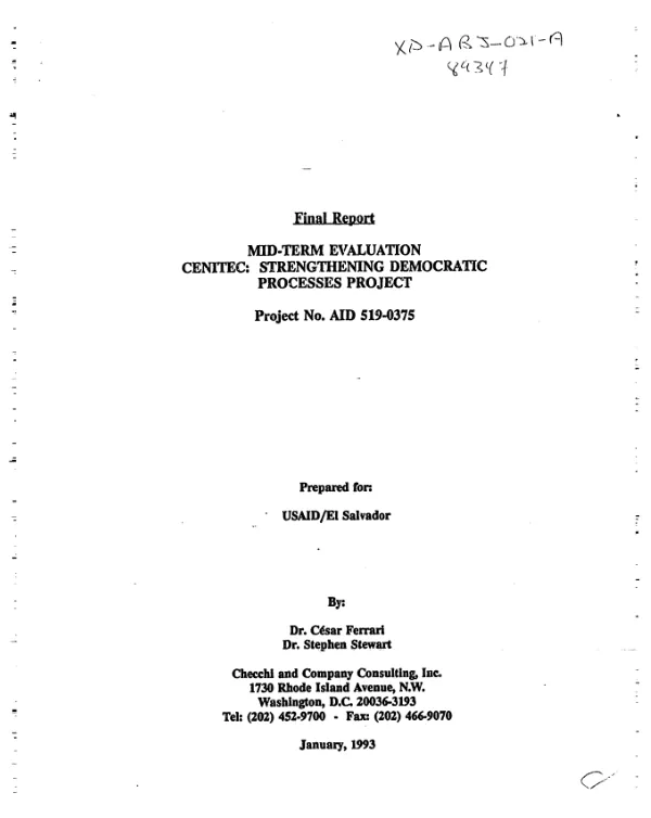 Final report : mid-term evaluation CENITEC : strengthening democratic processes project
