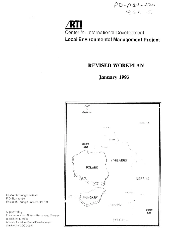 Local environmental management (LEM) : revised work statement/work plan
