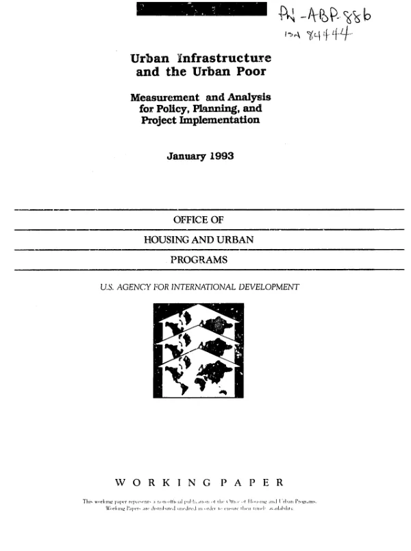 Urban infrastructure and the urban poor : measurement and analysis for policy, planning, and project implementation