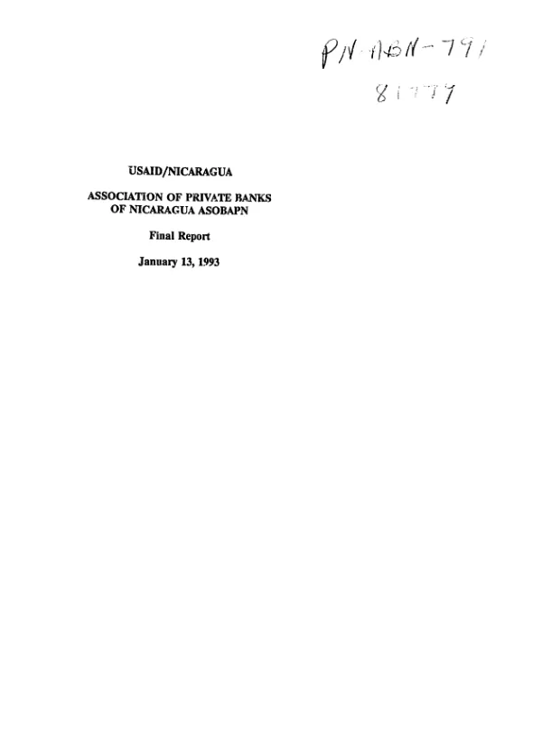 Association of Private Banks of Nicaragua (ASOBAPN) : final report