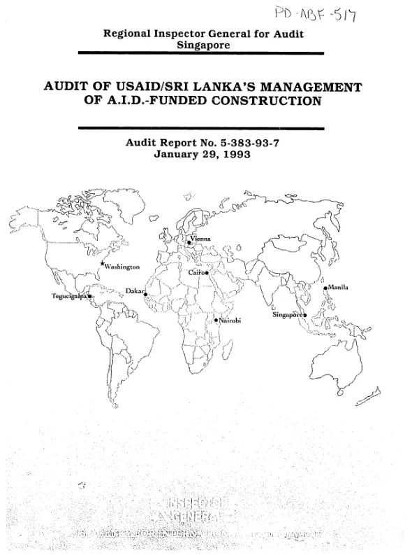 Audit of USAID/Sri Lanka"s management of AID-funded construction