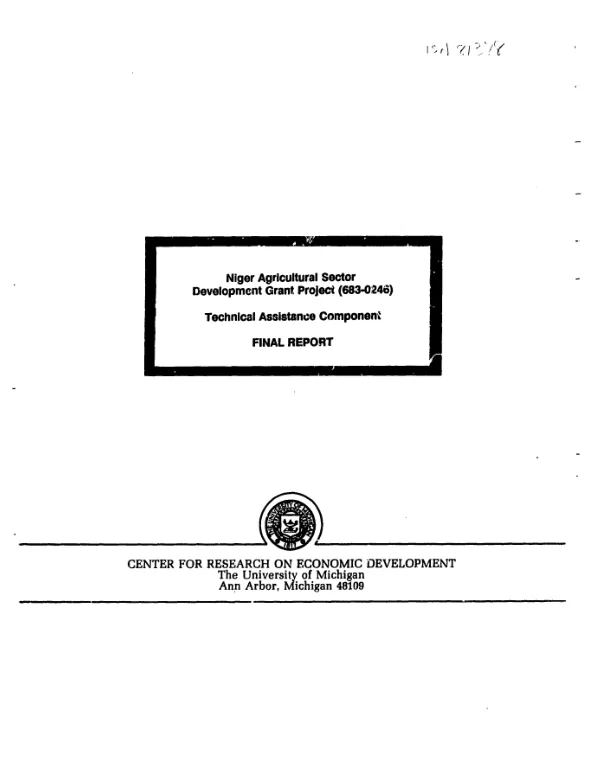 Niger agricultural sector development grant project (683-0246) : technical assistance component -- final report