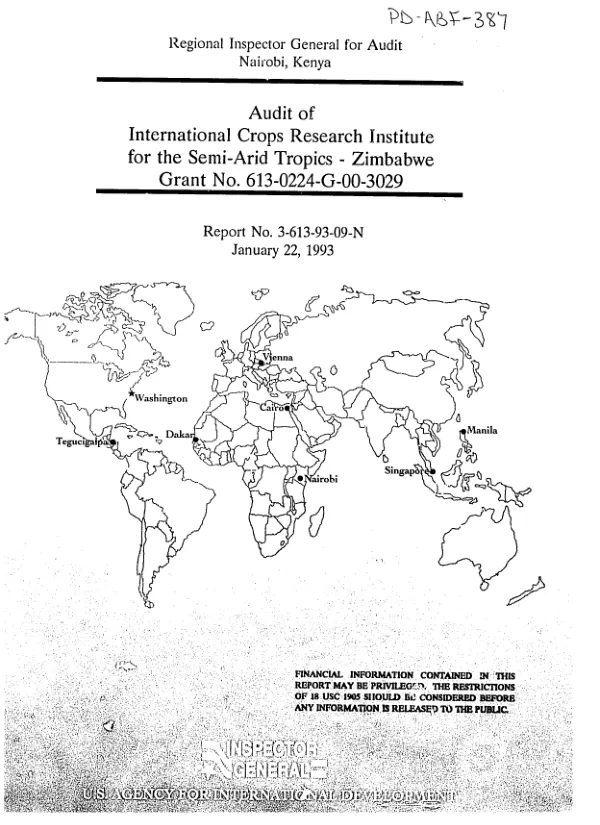 Audit of International Crops Research Institute for the Semi-Arid Tropics -- Zimbabwe, grant no. 613-0224-G-00-3029 [i.e. 613-0254-G-00-3029]