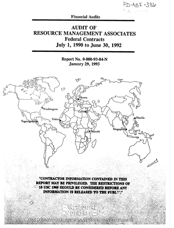 Audit of Resource Management Associates federal contracts : July 1, 1990 to June 30, 1992