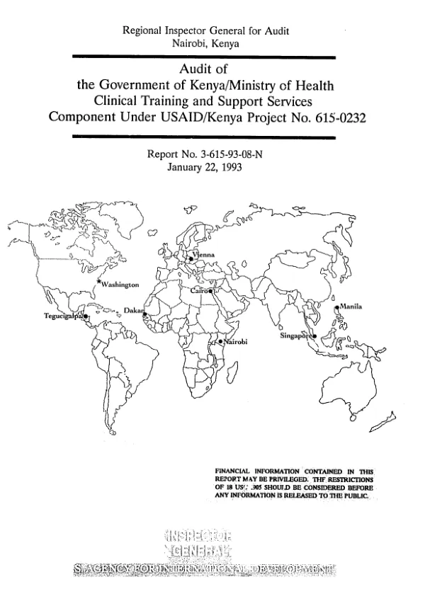 Audit of the Government of Kenya/Ministry of Health clinical training and support services component under USAID/Kenya project no. 615-0232
