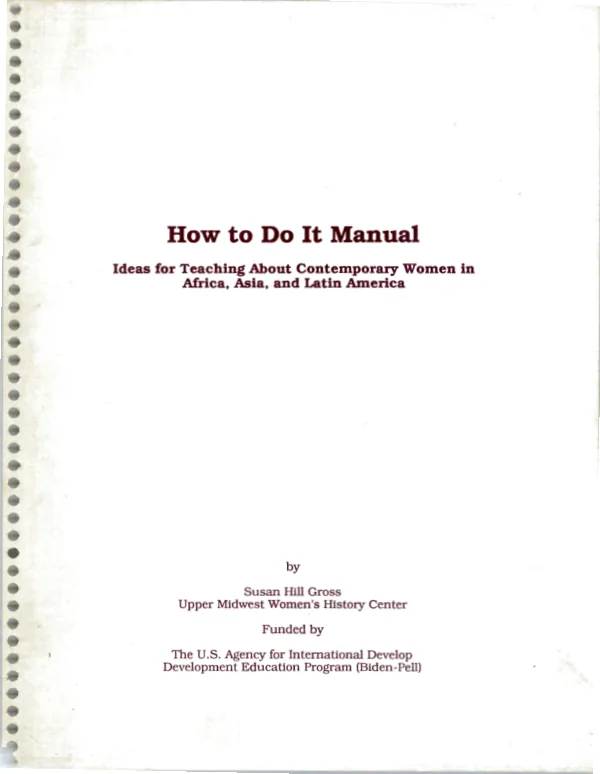 How to do it manual : ideas for teaching about contemporary women in Africa, Asia, and Latin America