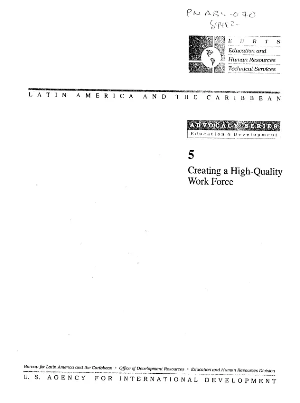 Creating a high - quality work force : creating a high - quality work force for sustainable economic development in Latin America and the Caribbean