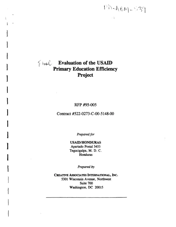 Evaluation of the USAID primary education efficiency project