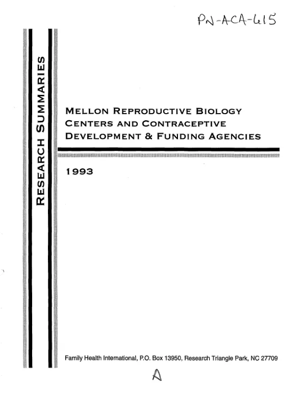 Mellon reproductive biology centers and contraceptive development and funding agencies : research summaries