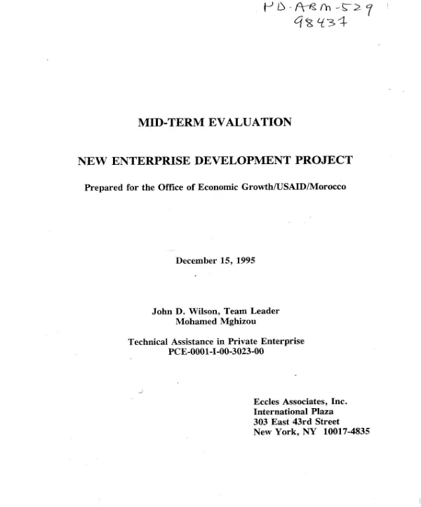 Mid-term evaluation : new enterprise development project