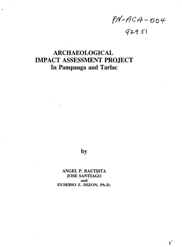 Archaeological impact assessment project in Pampanga and Tarlac