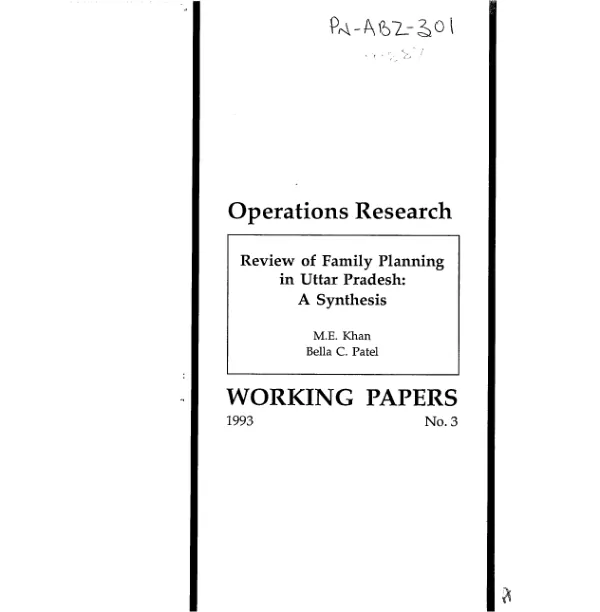 Review of family planning in Uttar Pradesh : a synthesis