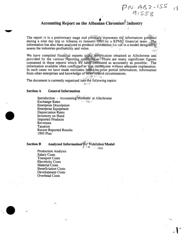 Accounting report on the Albanian chromium industry