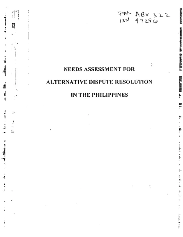 Needs assessment for alternative dispute resolution in the Philippines