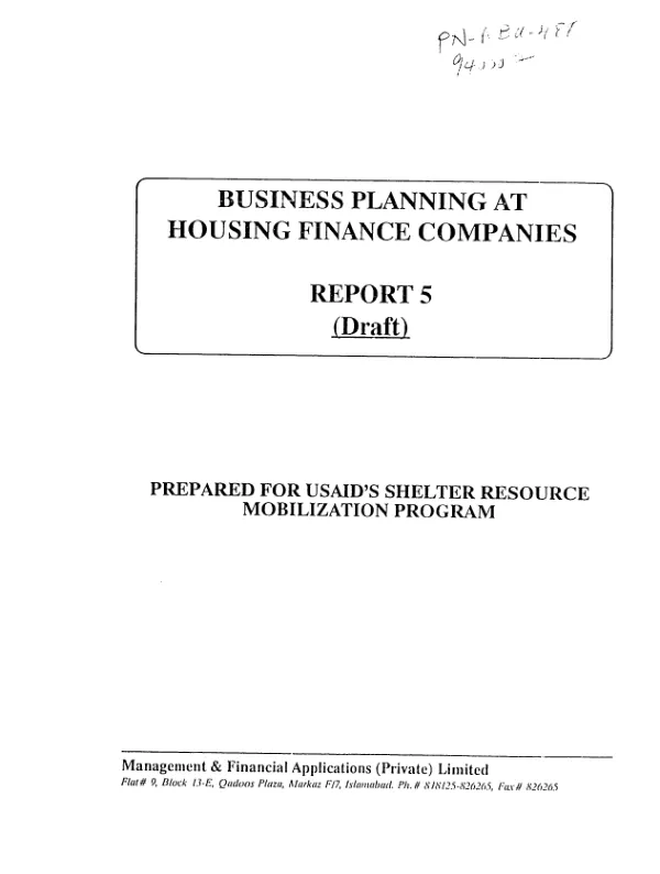 Business planning at housing finance companies : report 5