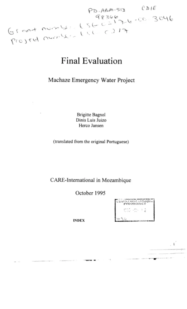 Final evaluation : Machaze emergency water project