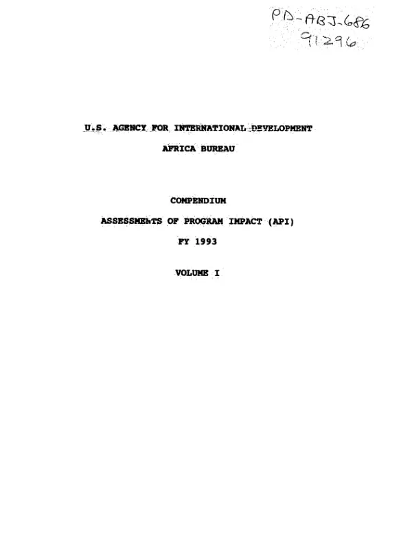 US Agency for International Development, Africa Bureau : compendium assessments of program impact (API), FY 1993