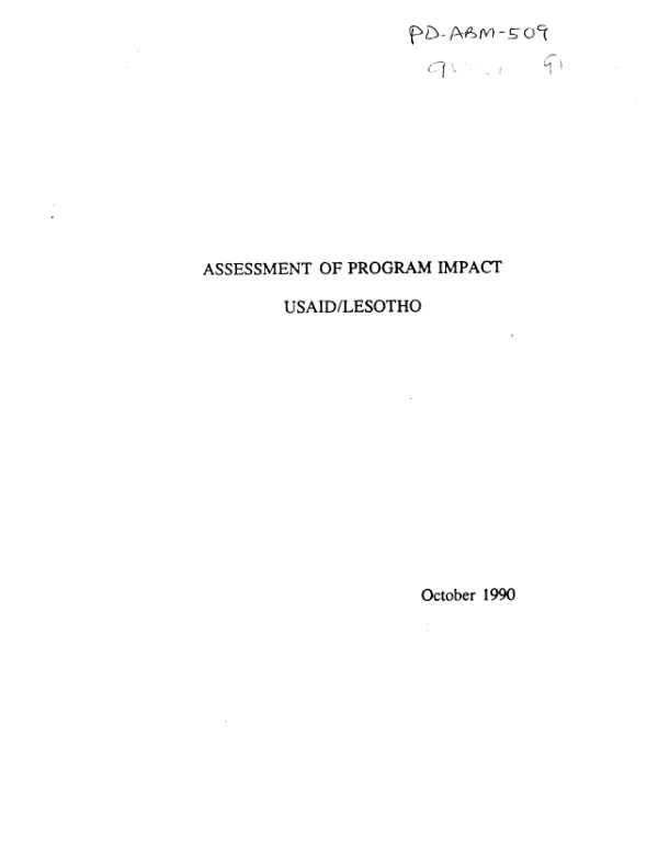 Assessment of program impact : USAID/Lesotho
