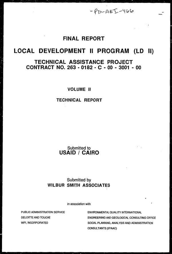 Final report : local development II program (LD II), technical assistance project, contract no. 263-0182-C-00-3001-00, volume II, technical report