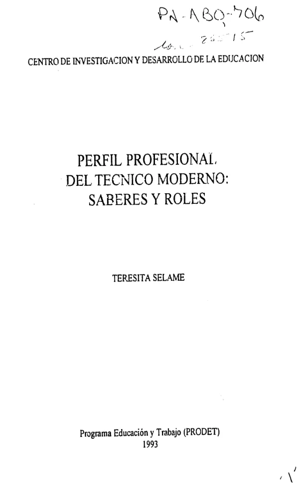 Perfil profesional del tecnico moderno : saberes y roles