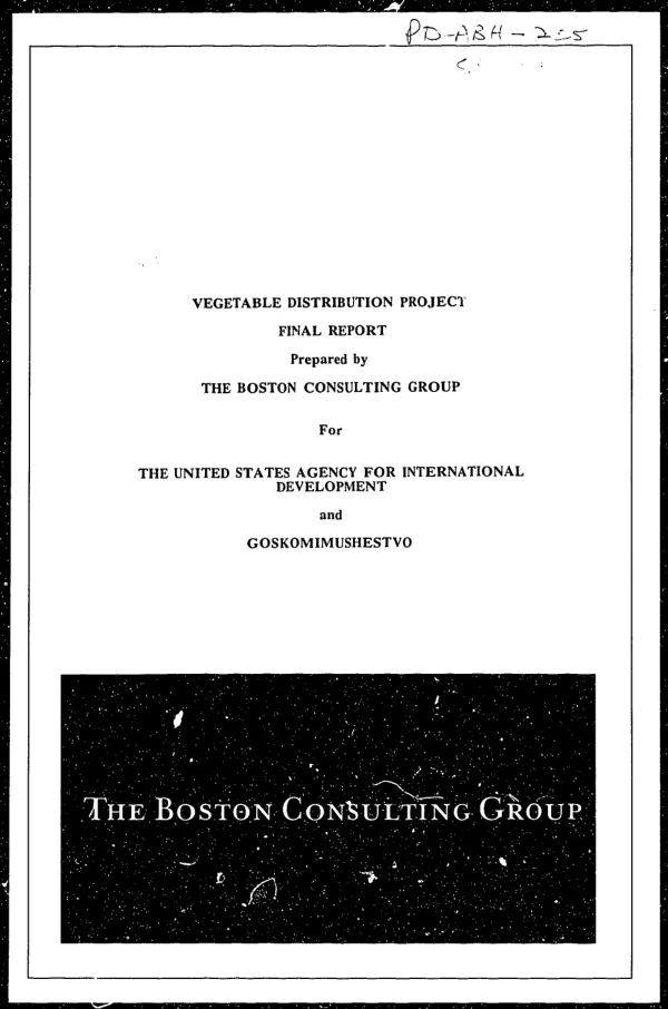 Vegetable distribution project : final report