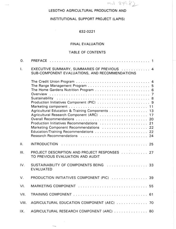 Lesotho agricultural production and institutional support project (LAPIS), 632-0221 : final evaluation