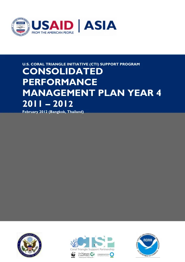 U.S. Coral Triangle Initiative (CTI) Support Program Consolidated Performance Management Plan Year 4 2011 - 2012