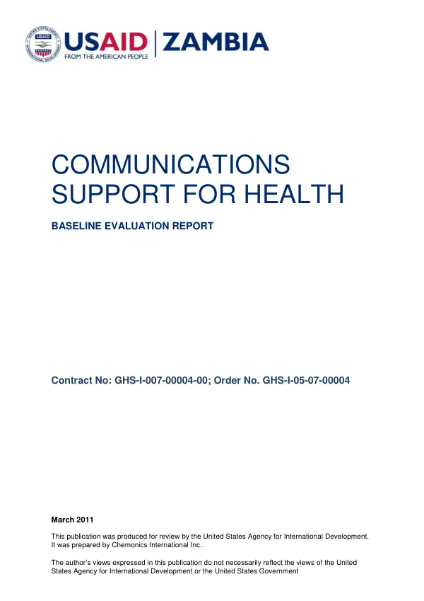 Communications Support for Health Baseline Evaluation Report