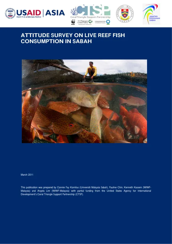 ATTITUDE SURVEY ON LIVE REEF FISH CONSUMPTION IN SABAH