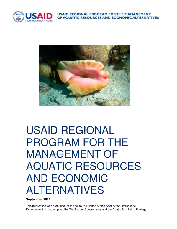 Plan for the Recuperation and Management of the Queen Conch Strombus Gigas in the Gulf of Honduras and the Bay Islands