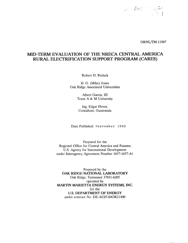 Mid-term evaluation of the NRECA [National Rural Electric Cooperative Association] Central America rural electrification support program (CARES)
