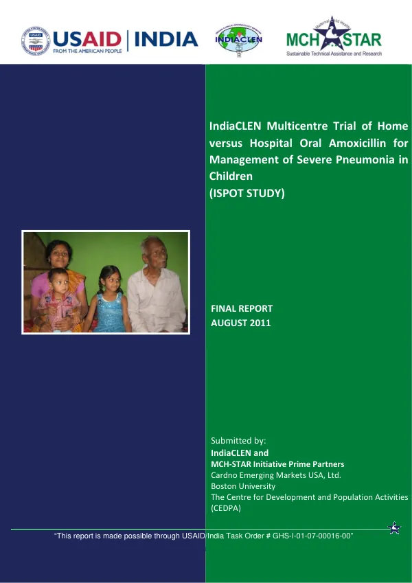 IndiaCLEN Multicenter Trial of Home versus Hospital Oral Amoxicillin for Management of Severe Pneumonia in children - ISPOT Study