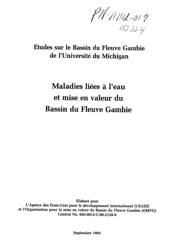 Maladies liees a l"eau et mise en valeur du Bassin du Fleuve Gambie
