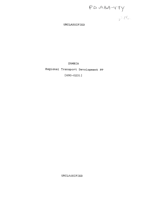 Zambia regional transport development : amendment no. 1
