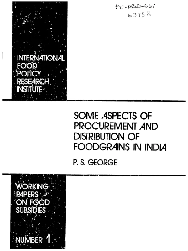 Some aspects of procurement and distribution of foodgrains in India