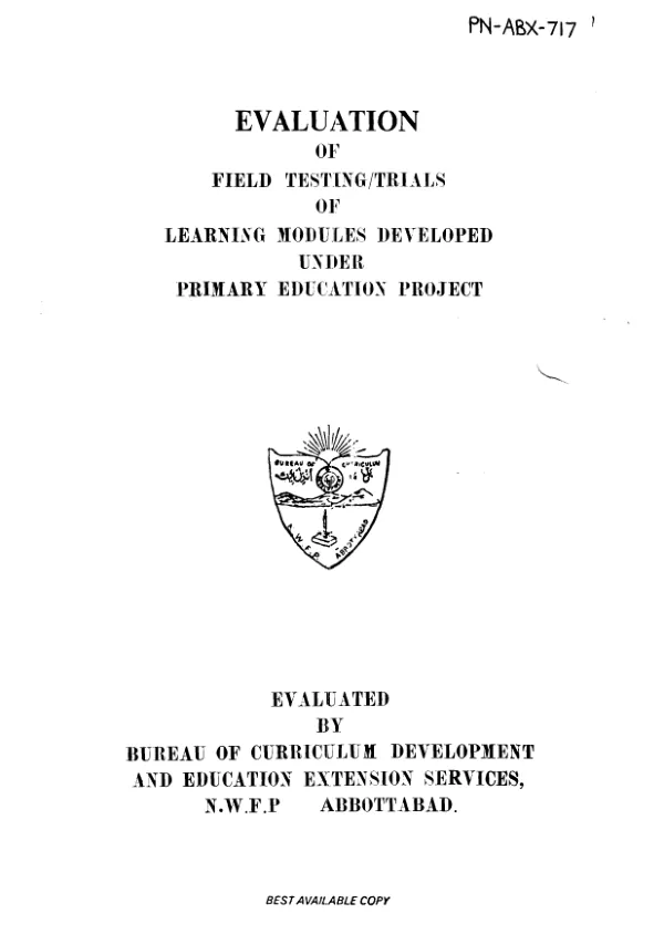 Evaluation of field testing/trials of learning modules developed under primary education project