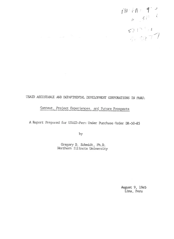 USAID assistance and departmental development corporations in Peru : context, project experiences, and future prospects