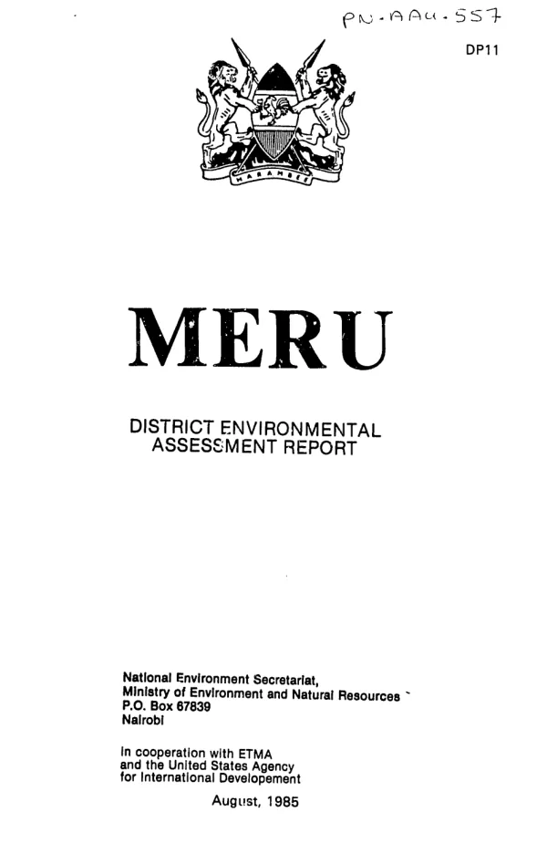 Meru : district environmental assessment report